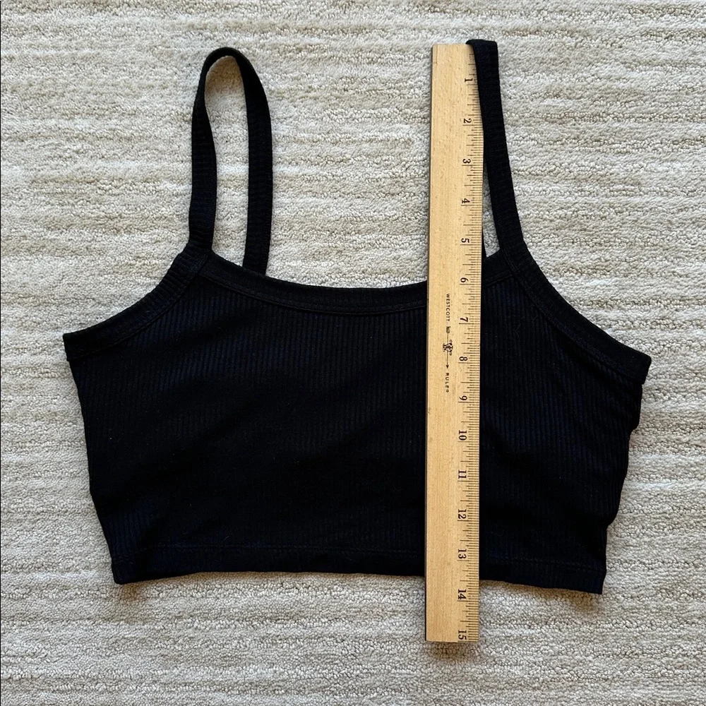 Alo Yoga Whisper Black Rib-Knit Crop Bra Tank Size Medium